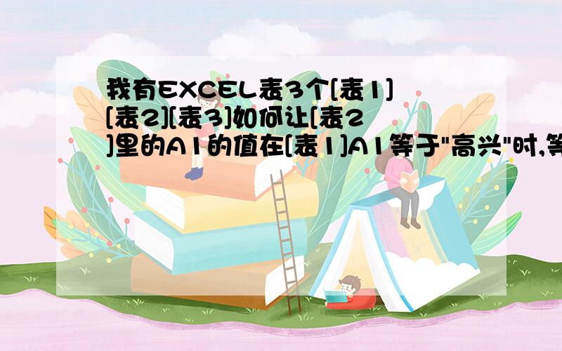 我有EXCEL表3个[表1][表2][表3]如何让[表2]里的A1的值在[表1]A1等于