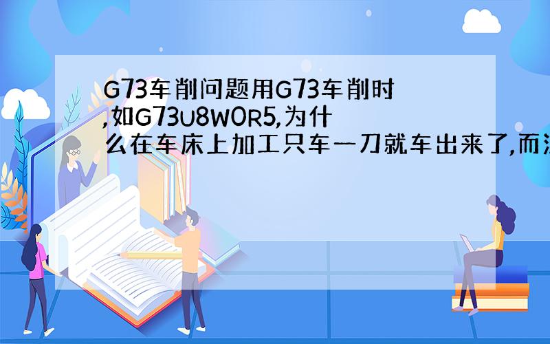 G73车削问题用G73车削时,如G73U8W0R5,为什么在车床上加工只车一刀就车出来了,而没有车5刀?没有一刀车到位,