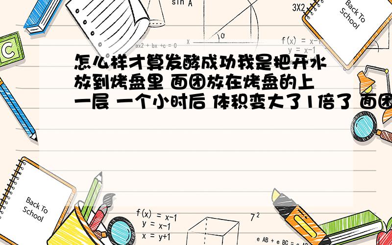 怎么样才算发酵成功我是把开水放到烤盘里 面团放在烤盘的上一层 一个小时后 体积变大了1倍了 面团里也有很多小孔 但是手指