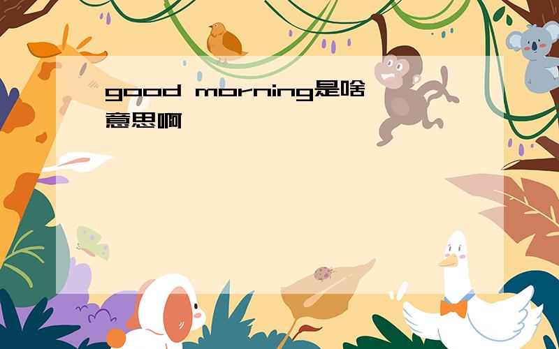 good morning是啥意思啊