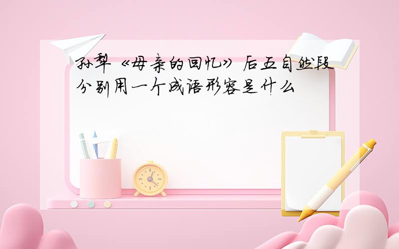 孙犁《母亲的回忆》后五自然段分别用一个成语形容是什么