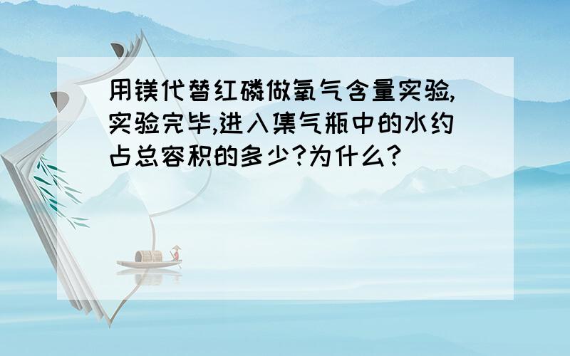 用镁代替红磷做氧气含量实验,实验完毕,进入集气瓶中的水约占总容积的多少?为什么?