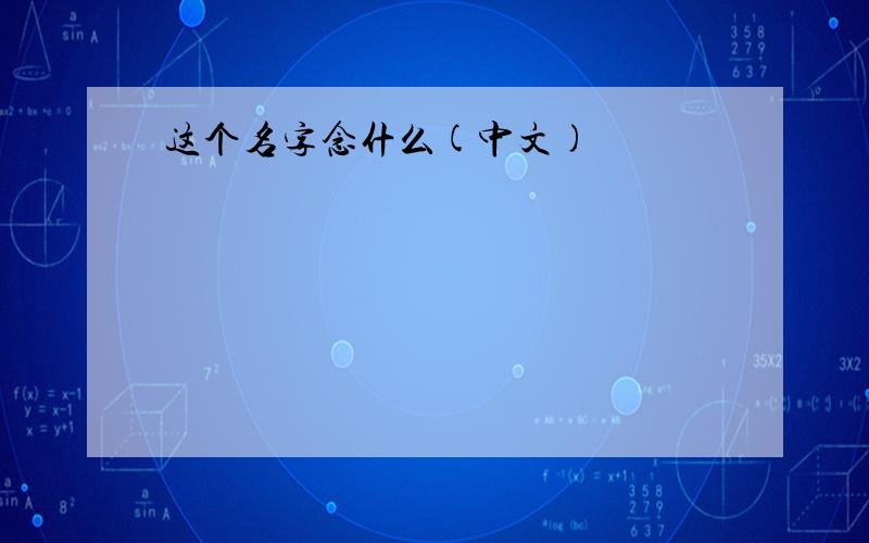 这个名字念什么(中文)