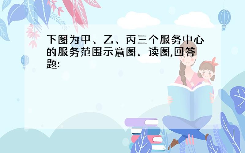 下图为甲、乙、丙三个服务中心的服务范围示意图。读图,回答题: