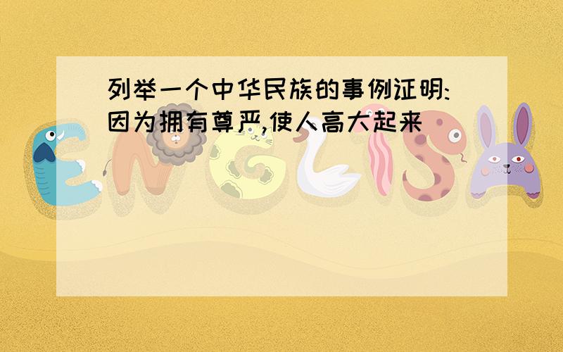 列举一个中华民族的事例证明:因为拥有尊严,使人高大起来