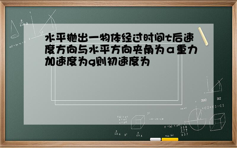 水平抛出一物体经过时间t后速度方向与水平方向夹角为α重力加速度为g则初速度为