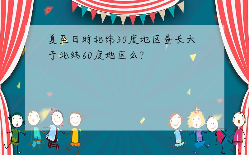 夏至日时北纬30度地区昼长大于北纬60度地区么?