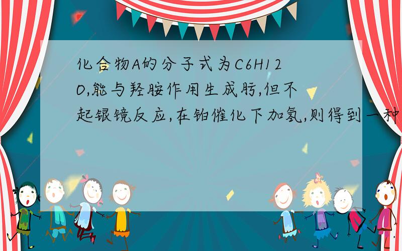 化合物A的分子式为C6H12O,能与羟胺作用生成肟,但不起银镜反应,在铂催化下加氢,则得到一种醇B,此醇经过酸化脱水、臭