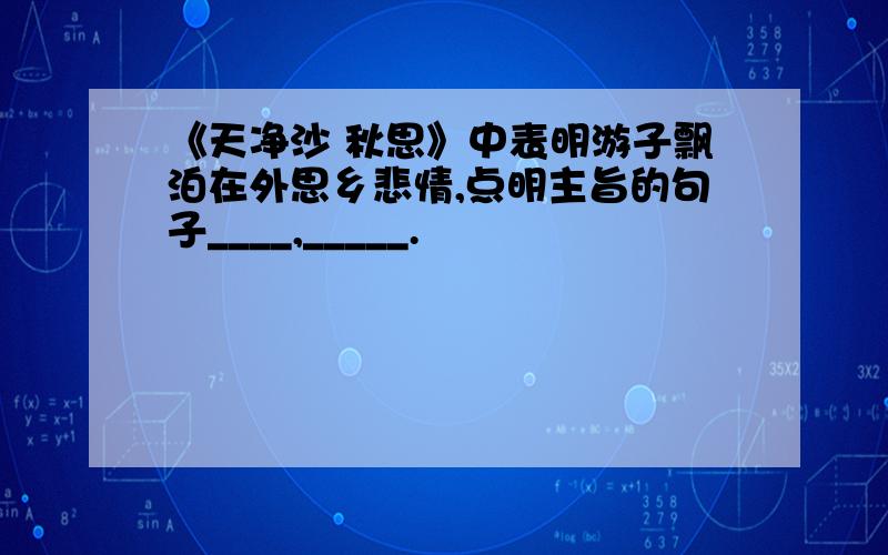 《天净沙 秋思》中表明游子飘泊在外思乡悲情,点明主旨的句子____,_____.