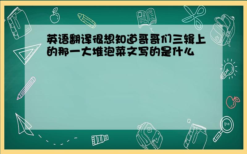 英语翻译很想知道哥哥们三辑上的那一大堆泡菜文写的是什么