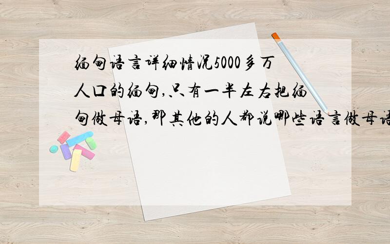 缅甸语言详细情况5000多万人口的缅甸,只有一半左右把缅甸做母语,那其他的人都说哪些语言做母语.