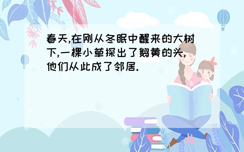 春天,在刚从冬眠中醒来的大树下,一棵小草探出了鹅黄的头,他们从此成了邻居.