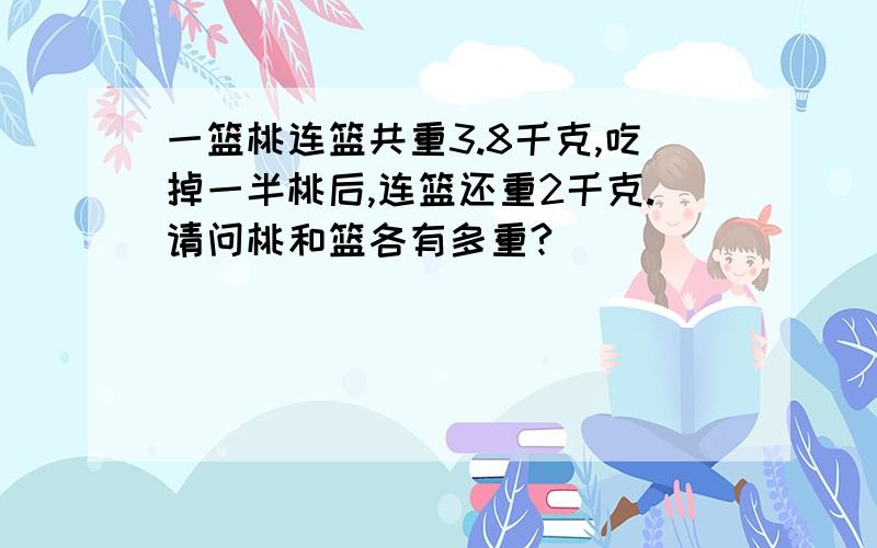 一篮桃连篮共重3.8千克,吃掉一半桃后,连篮还重2千克.请问桃和篮各有多重?