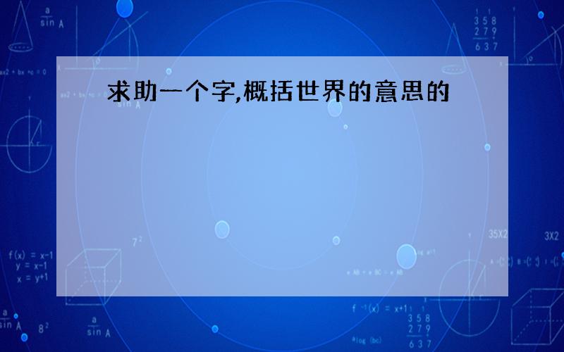 求助一个字,概括世界的意思的