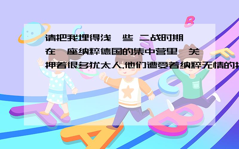 请把我埋得浅一些 二战时期,在一座纳粹德国的集中营里,关押着很多犹太人.他们遭受着纳粹无情的折磨和杀害,人数在不断减少.