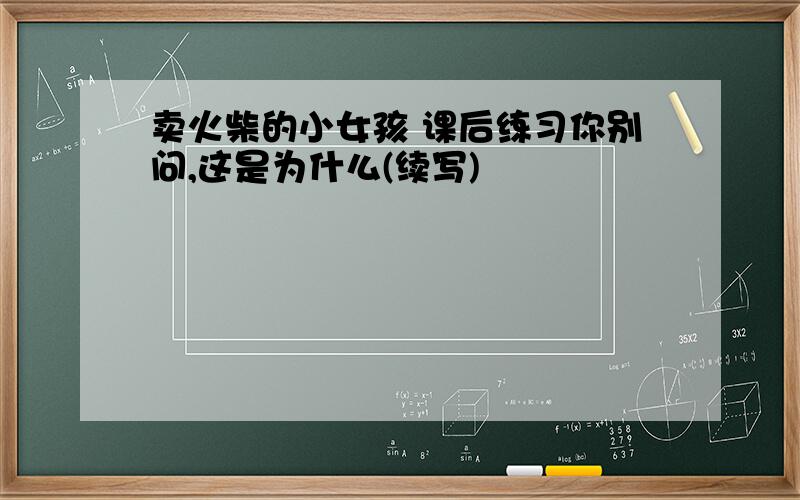 卖火柴的小女孩 课后练习你别问,这是为什么(续写)