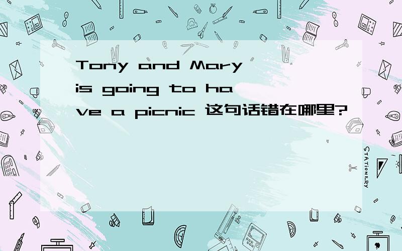 Tony and Mary is going to have a picnic 这句话错在哪里?