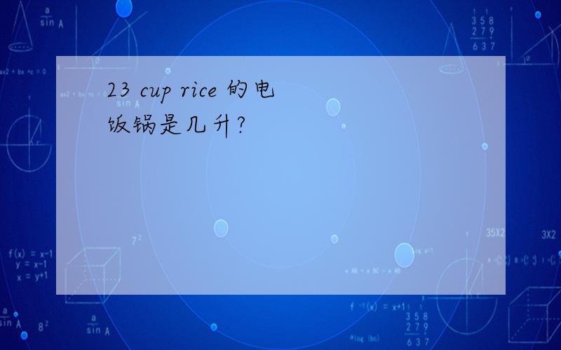 23 cup rice 的电饭锅是几升?