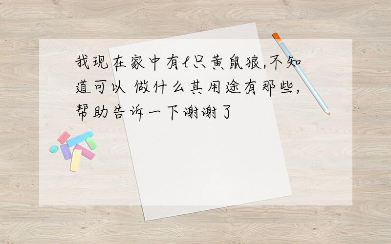 我现在家中有l只黄鼠狼,不知道可以 做什么其用途有那些,帮助告诉一下谢谢了