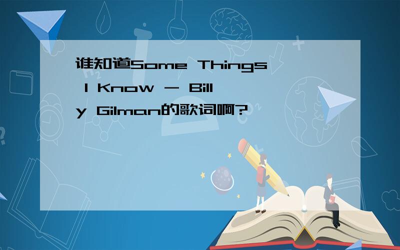 谁知道Some Things I Know - Billy Gilman的歌词啊?