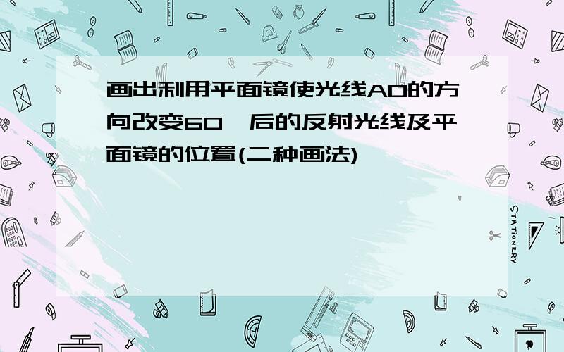 画出利用平面镜使光线AO的方向改变60°后的反射光线及平面镜的位置(二种画法)