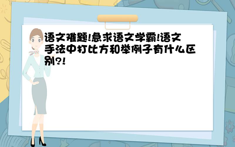 语文难题!急求语文学霸!语文手法中打比方和举例子有什么区别?!