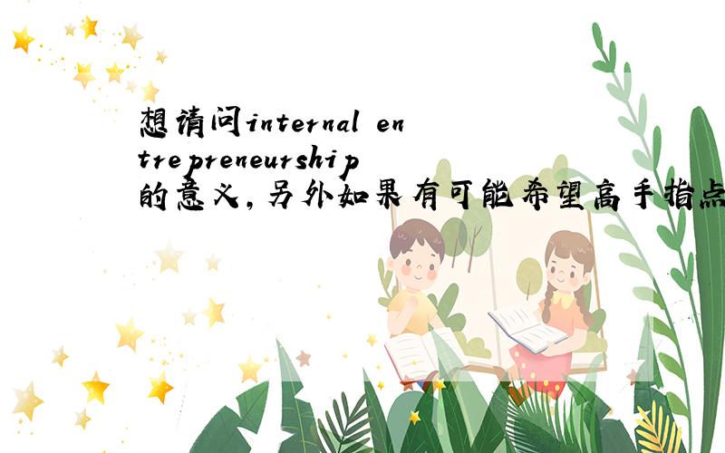 想请问internal entrepreneurship的意义,另外如果有可能希望高手指点下