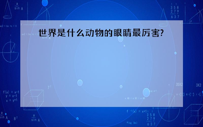 世界是什么动物的眼睛最厉害?