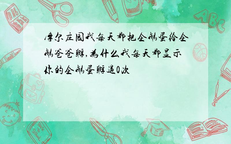 摩尔庄园我每天都把企鹅蛋给企鹅爸爸孵,为什么我每天都显示你的企鹅蛋孵过0次