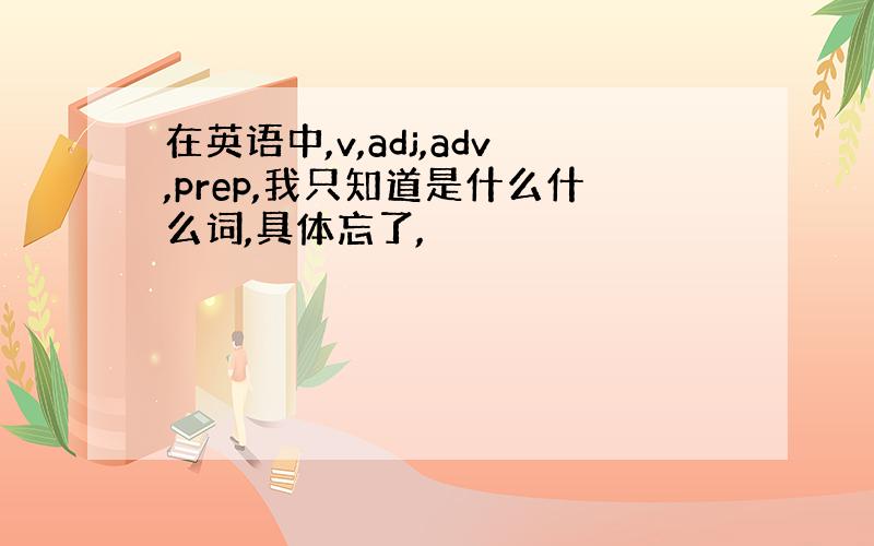 在英语中,v,adj,adv,prep,我只知道是什么什么词,具体忘了,