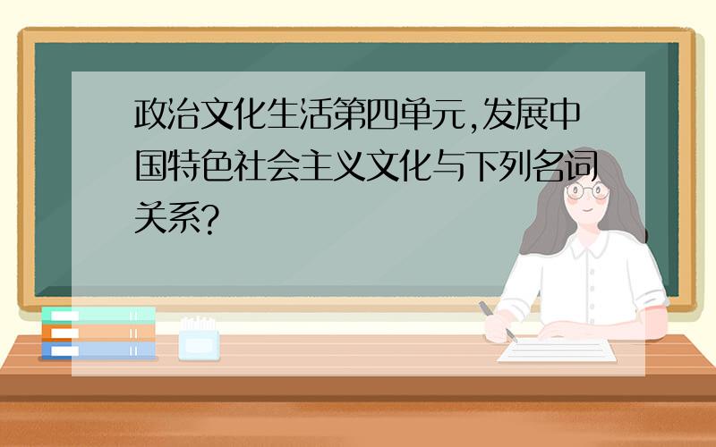 政治文化生活第四单元,发展中国特色社会主义文化与下列名词关系?