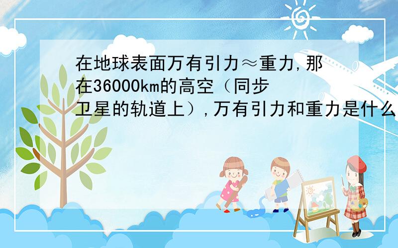 在地球表面万有引力≈重力,那在36000km的高空（同步卫星的轨道上）,万有引力和重力是什么关系呢?