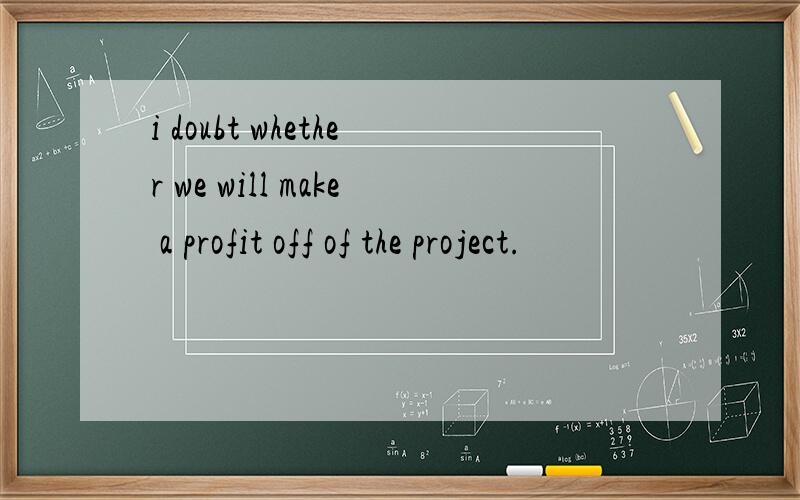 i doubt whether we will make a profit off of the project.