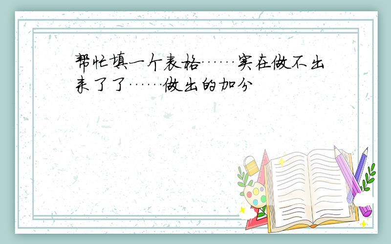 帮忙填一个表格……实在做不出来了了……做出的加分