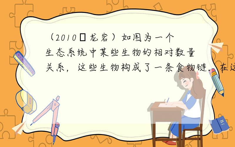 （2010•龙岩）如图为一个生态系统中某些生物的相对数量关系，这些生物构成了一条食物链．在这条食物链中，能量流动的方向是