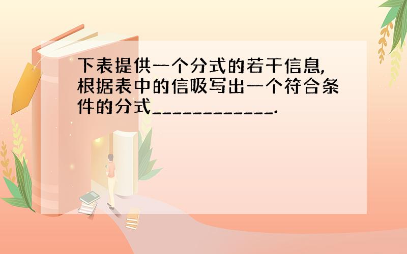 下表提供一个分式的若干信息,根据表中的信吸写出一个符合条件的分式____________.