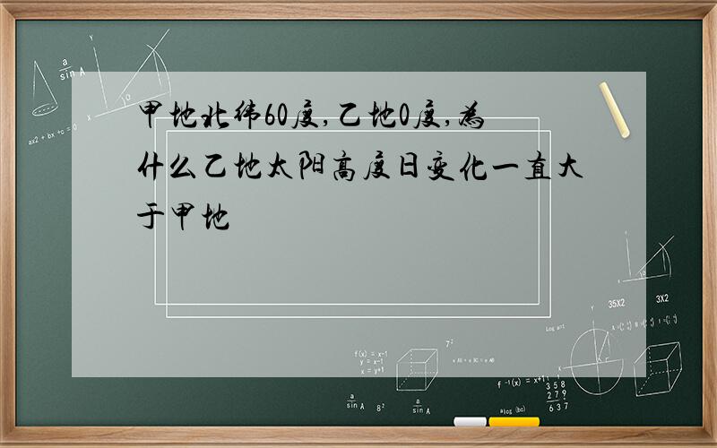 甲地北纬60度,乙地0度,为什么乙地太阳高度日变化一直大于甲地