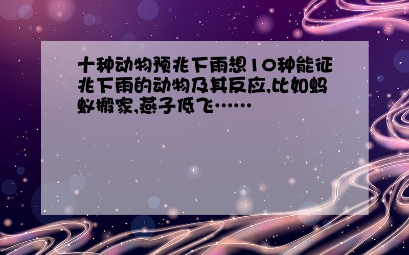 十种动物预兆下雨想10种能征兆下雨的动物及其反应,比如蚂蚁搬家,燕子低飞……