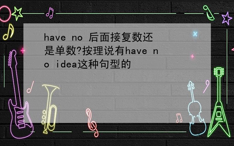 have no 后面接复数还是单数?按理说有have no idea这种句型的