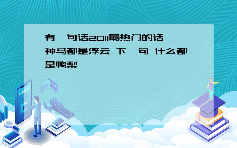 有一句话2011最热门的话 神马都是浮云 下一句 什么都是鸭梨