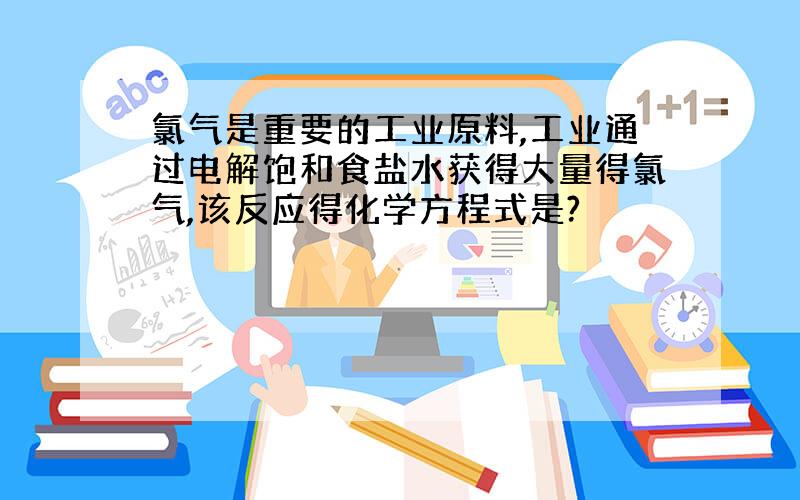 氯气是重要的工业原料,工业通过电解饱和食盐水获得大量得氯气,该反应得化学方程式是?