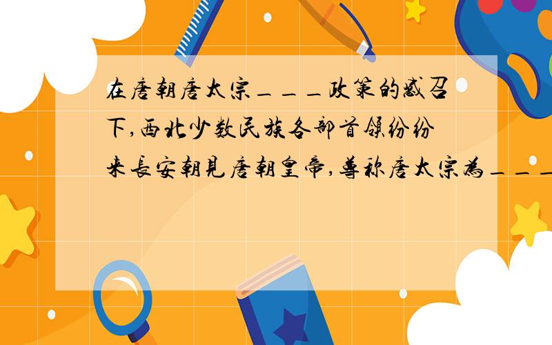 在唐朝唐太宗___政策的感召下,西北少数民族各部首领纷纷来长安朝见唐朝皇帝,尊称唐太宗为___