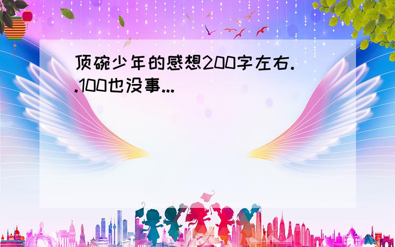 顶碗少年的感想200字左右..100也没事...