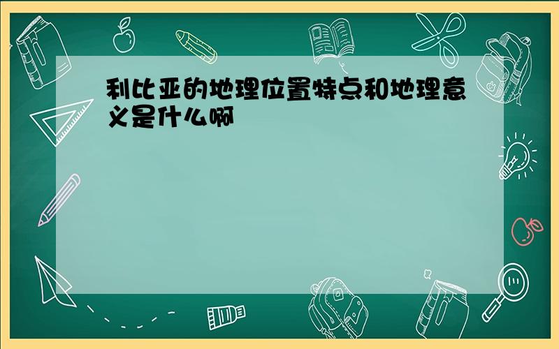 利比亚的地理位置特点和地理意义是什么啊