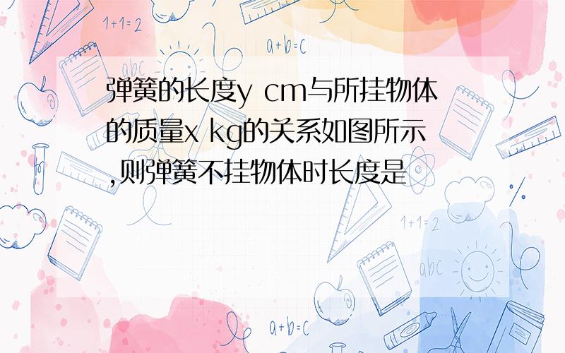 弹簧的长度y cm与所挂物体的质量x kg的关系如图所示,则弹簧不挂物体时长度是