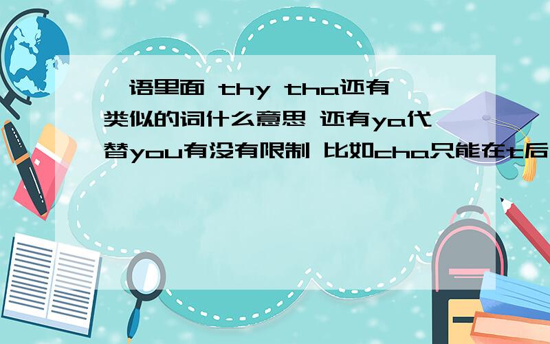 俚语里面 thy tha还有类似的词什么意思 还有ya代替you有没有限制 比如cha只能在t后面一类的规则