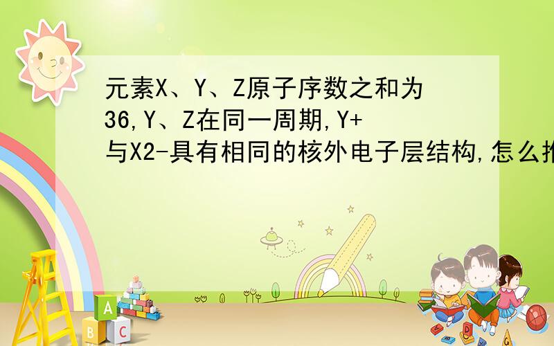 元素X、Y、Z原子序数之和为36,Y、Z在同一周期,Y+与X2-具有相同的核外电子层结构,怎么推出X和Y为O和Na