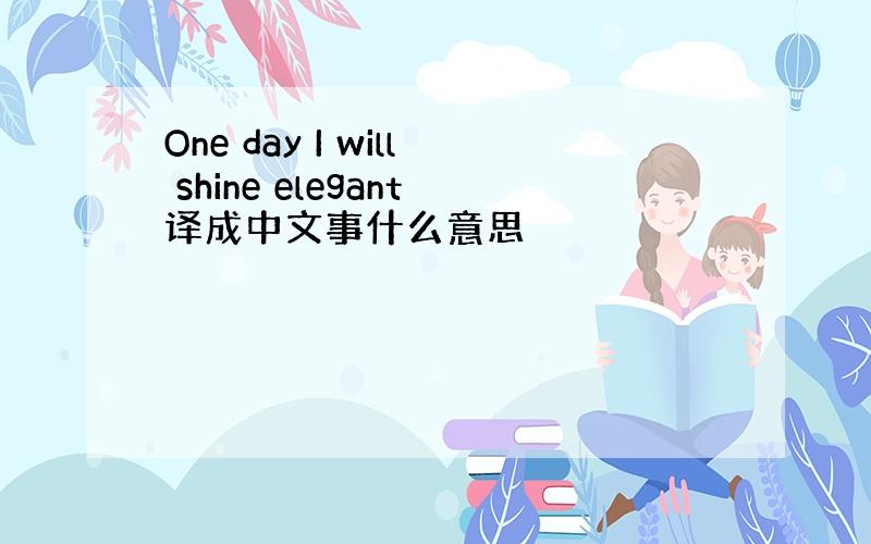 One day I will shine elegant译成中文事什么意思