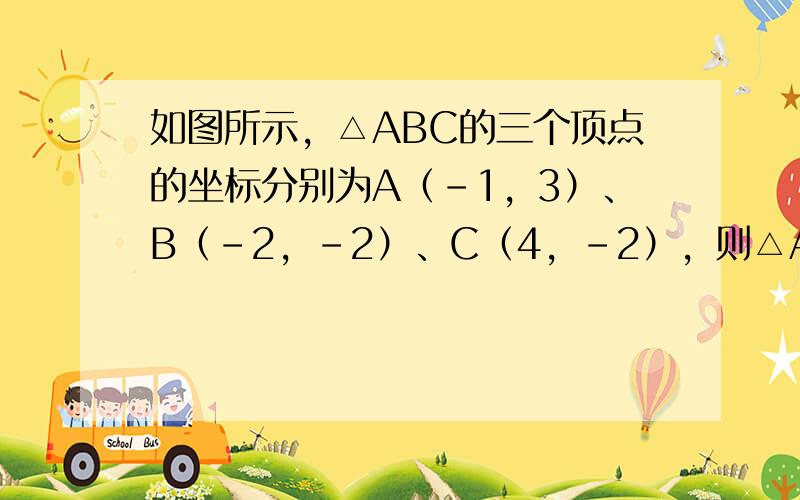 如图所示，△ABC的三个顶点的坐标分别为A（-1，3）、B（-2，-2）、C（4，-2），则△ABC外接圆半径的长度为