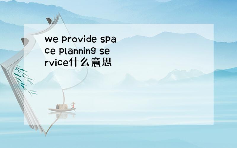 we provide space planning service什么意思